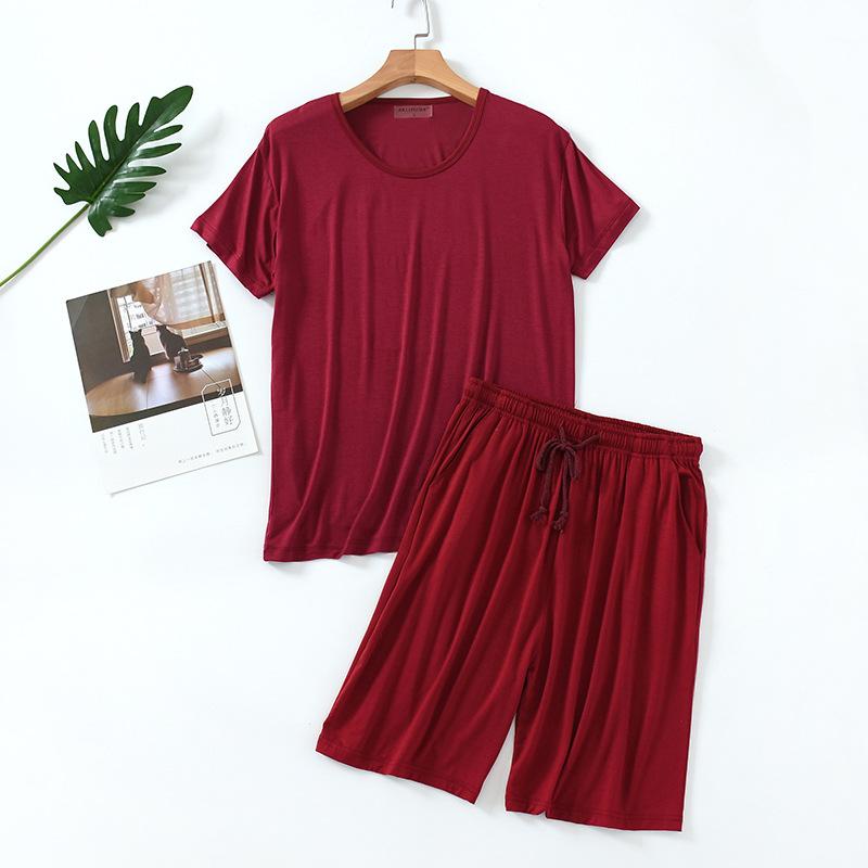 Men's Summer Thin Suit Round Neck Short Sleeved Top+shorts Can Be Worn Outside Plus Plus Size Simple and Natural Two-piece Set