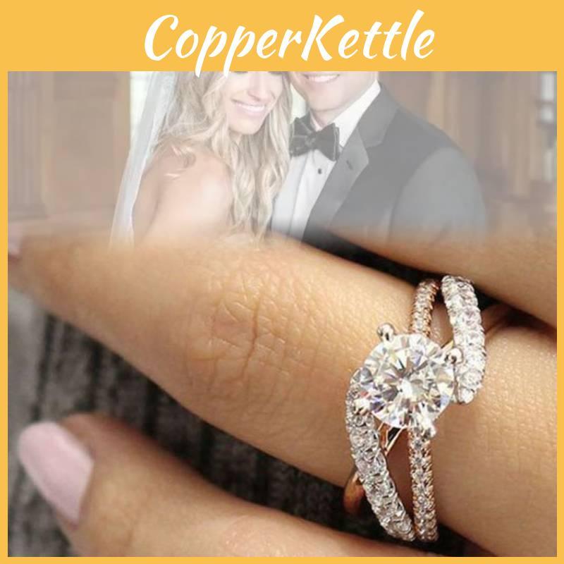 Elegant Rose Gold Zirconia Ring For Women Holiday Gift Fashionable Jewelry