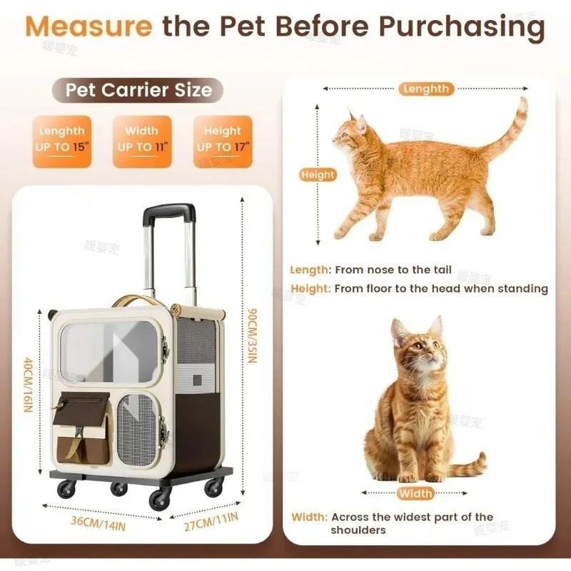Travel Rolling Pet Handbag With Wheels For Large Cats Small Dogs Under 10kg Convenient Carrier For Walking And Camping