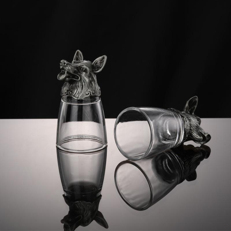 Chinese Zodiac Retro Wine Glass Set In Leather Case - Small White Glasses Gift Set