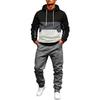 Men's Color Block Lined Hoodie Sweatshirt and Jogger Pants Set for Winter