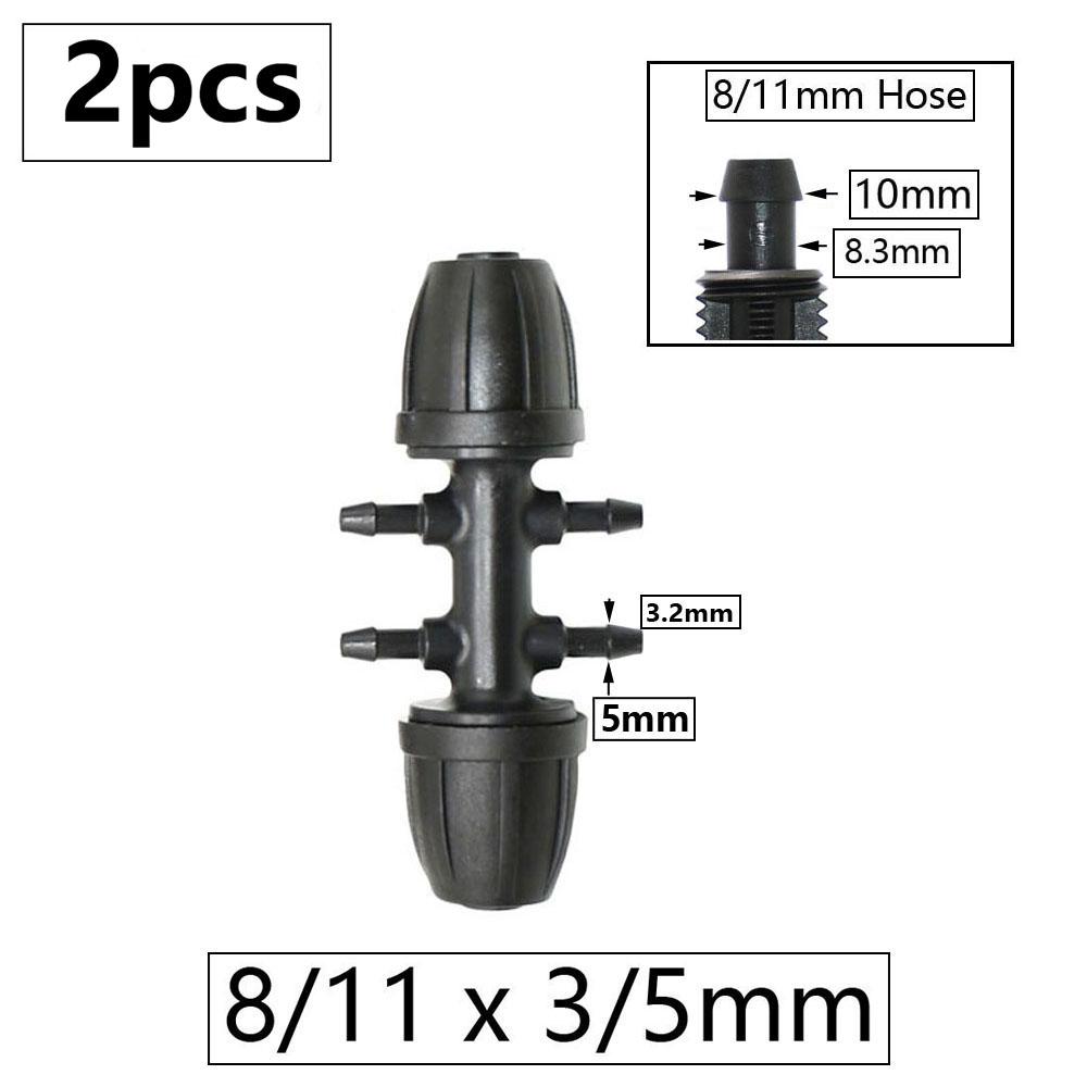 3/8" 8mm Garden Hose Connector 8/11 To 4/7 3/5mm Hose Reducer Water Splitter Tee Elbow End Plug Drip Irrigation System Fitting