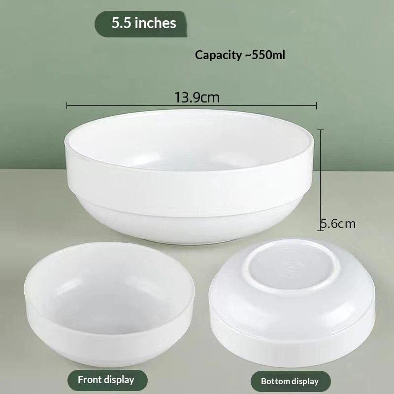 White Bowl Melamine Soup Bowl Round Porcelain Bowl Round Plastic Seasoning Bowl Rice Bowl Sugar Water Bowl