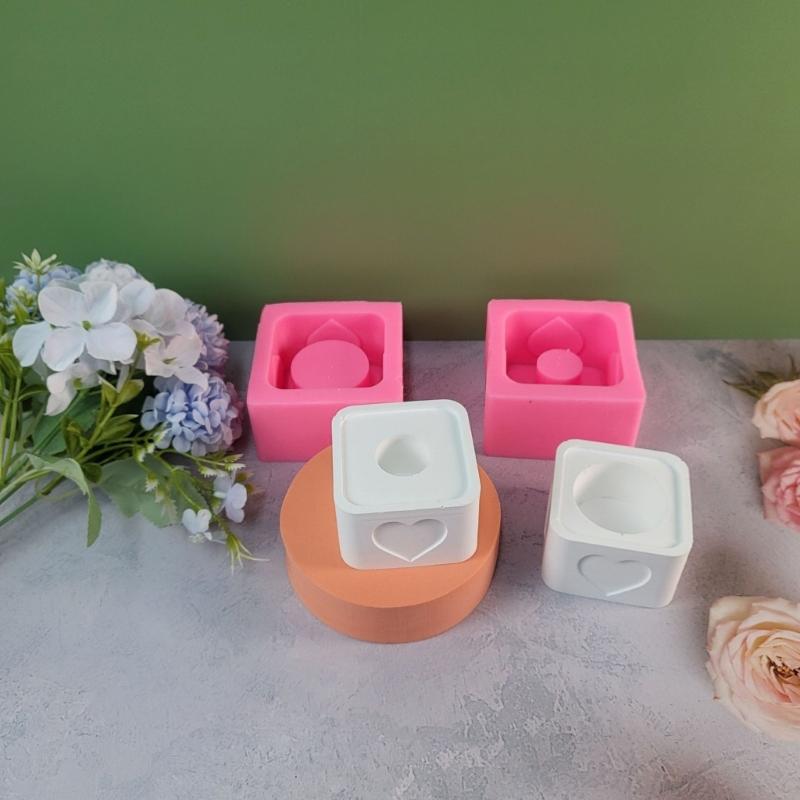 Candle Holder Silicone Molds DIY Castings Moulds Square Candlesticks Resins Molds for Candle Holder Table Decorations