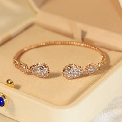 Waterdrop Shaped Decoration with Diamond Inlaid Open Bracelet, Anti Allergic Material, Birthday Gift, Gifts for Men and Women, Daily Outfit