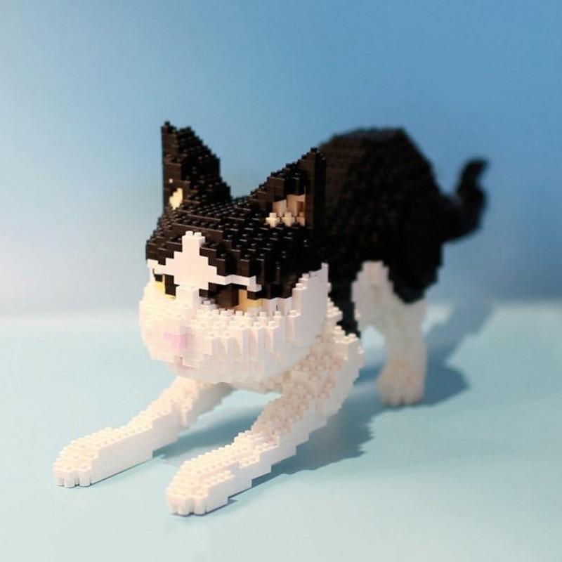 16039 Persian Cat Black Kitten Animal Stand Pet 3D Model DIY Mini Diamond Blocks Bricks Building Toy for Children No Box