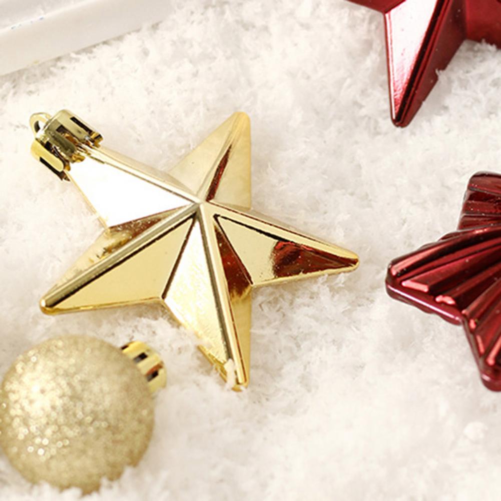 70Pcs/Box Assorted Merry Christmas Ornament Shatterproof Xmas Ball Star Tree Topper Hanging Snowflake Holiday Party Decoration