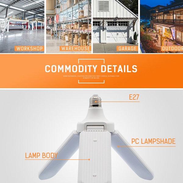 LED Folding Garage Three-leaf Bulb Light High-brightness Constant Current Radar Induction Bulb