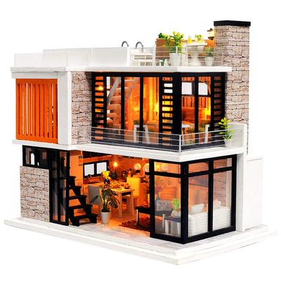 Spilay DIY Wooden Dollhouse Miniature Handmade Kit Set for Beginners Japanese Style DIY Wooden Dollhouse 3D Puzzle Toy with LED Music Box Light