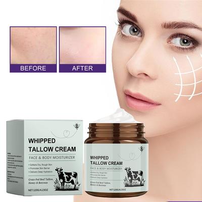 Talgcreme Kuhfett-Gesichtscreme pflegt und zarte Haut, repariert und beruhigt das Gesicht, spendet Feuchtigkeit und strafft die Haut, 120 g