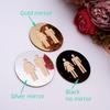5mm 3D Acrylic Mirror Round Toilet Door Sign Men Women Bathroom WC Black Gold Silver Modern Wood Base Wall Sticker Home Decor