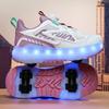 Black Technology Children's Toys Runaway Shoes Waterproof Luminous Charging Four-wheel Skates with Lights Double-wheel Flight Shoes