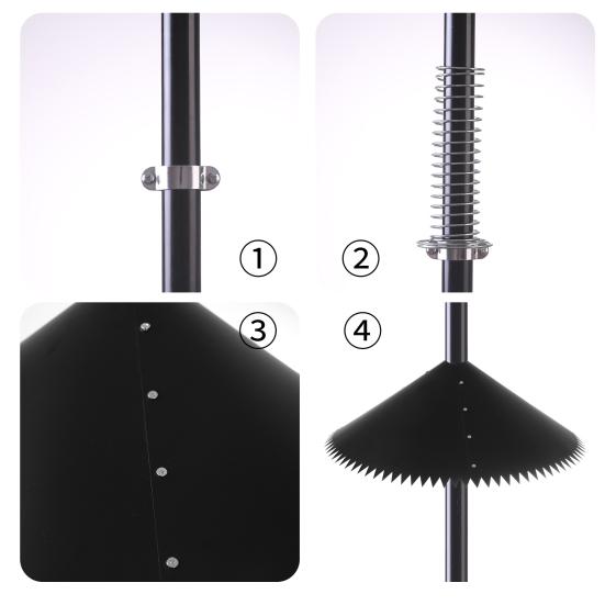 Squirrel Baffle for Birds Feeder Pole 19-inch Squirrel Barrier with Spiked Edges Outside Pole Mount Stopper Protects Feeders from Squirrels