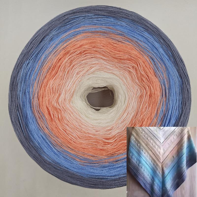 300g Mercerized Cotton Yarn Gradient Color Long Section Dyed Hand Wound Mixed Strand Cake Thread DIY Hand Knitted Shawl Scarf