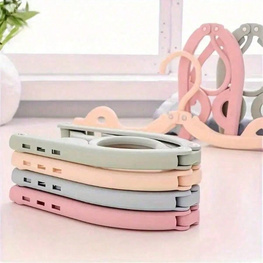 Portable Anti-Slip Folding Hangers - Durable Plastic, Suitable For Travel And Home Use