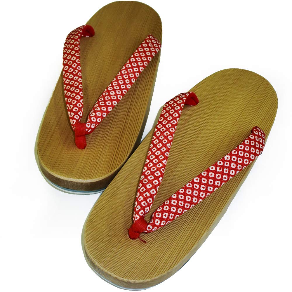 

Craftsmen carry on a 300-year tradition: Kiso Nezuko Geta (wooden clogs). 20-21cm children s size, Kanoko pattern, red (front strap thong fastening fa
