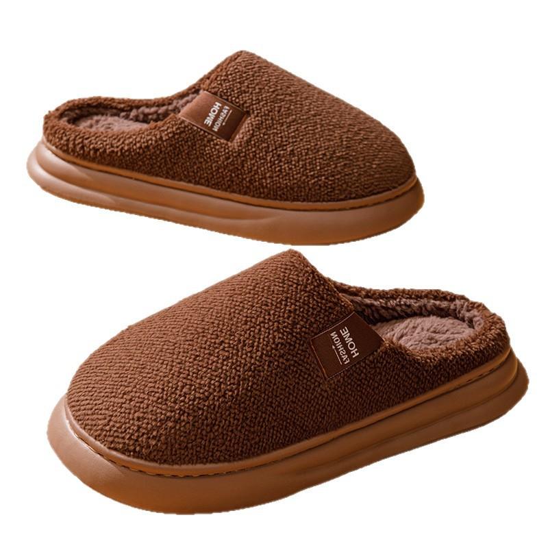 2025 new cotton slippers winter indoor home non-slip home couple thickened bottom plush slippers