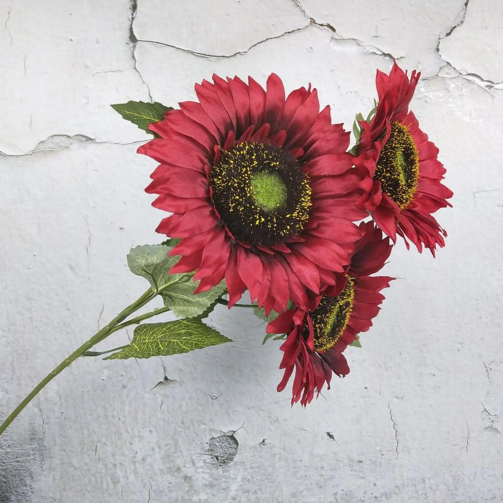 3 Heads/Bunch Decorative Home Decor DIY Craft Fake Flores Bouquet Artificial Flower Silk Sunflower Wedding Decoration