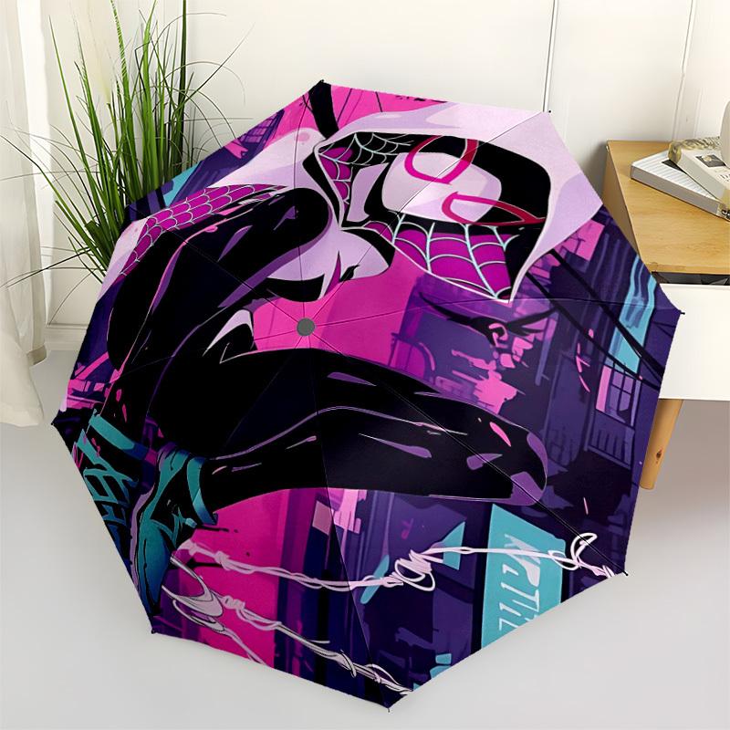 1pc Spider-Gwen Automatic Folding Umbrella, 8 Ribs for All-Season Use, Portable for Travel & Outdoor Activities 010