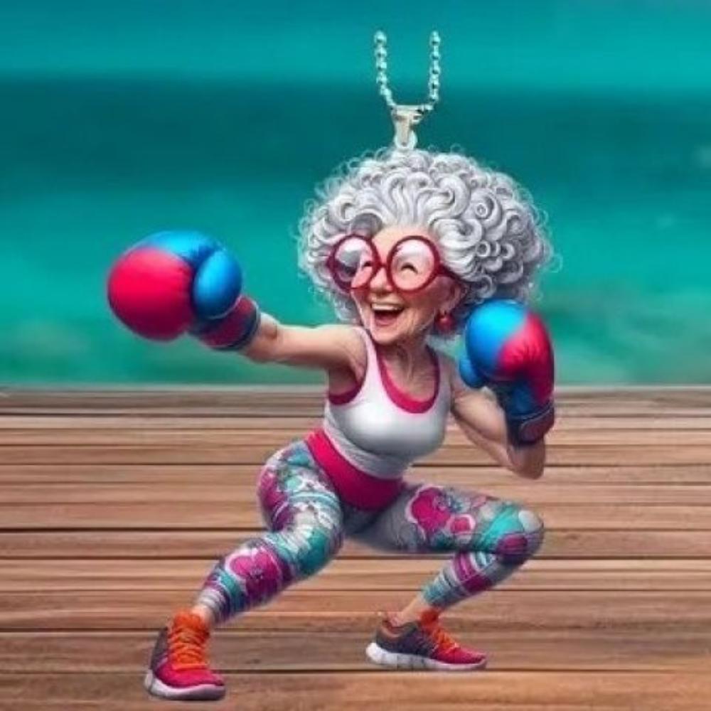 2D Acrylic Flat Pendant Happy Funny Grandma Personalized Decoration New Pendant Flat Car Pendant Home Holiday Decoration Backpack Keychain Pendant