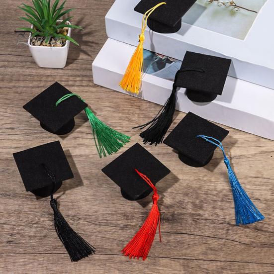 20Pcs Felt Mini Graduation Bachelor Hat with Tassels Celebrations Graduation Wine Bottle Topper Graduation Party Supplies