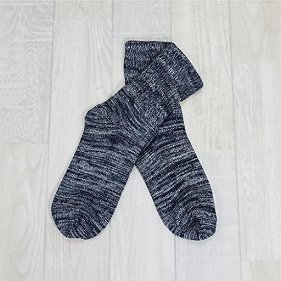 Ganbanyoku Socks with Front Processing Double-Knit (Silk Lining) (Navy) 2200-J-C