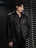 Autumn and winter niche deconstruction high sense ruffian handsome locomotive top jacket men's retro trendy brand PU leather jacket short jacket