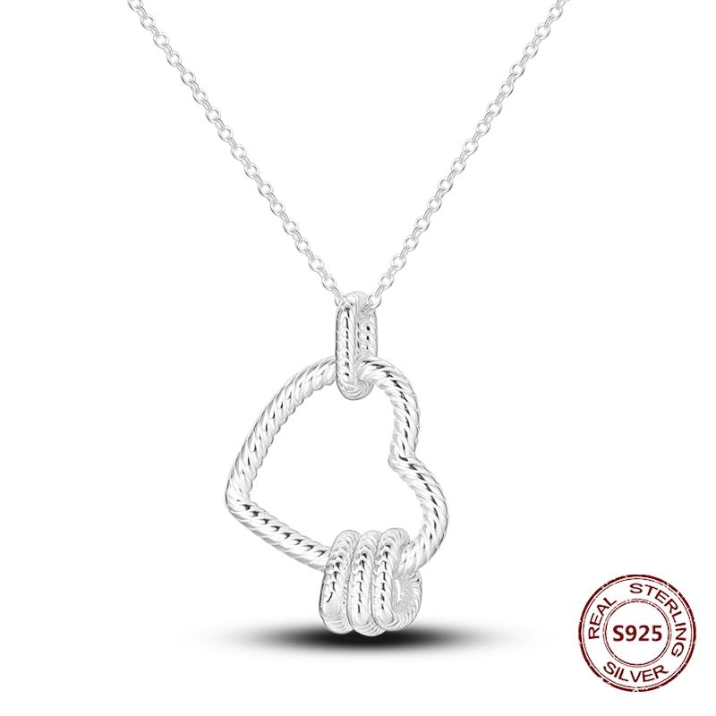 Heart to Heart Necklace Copper Metal Authentic Original Love Heart Pendant Bead Component Chain Link Designed For Women Wedding Engagement High
