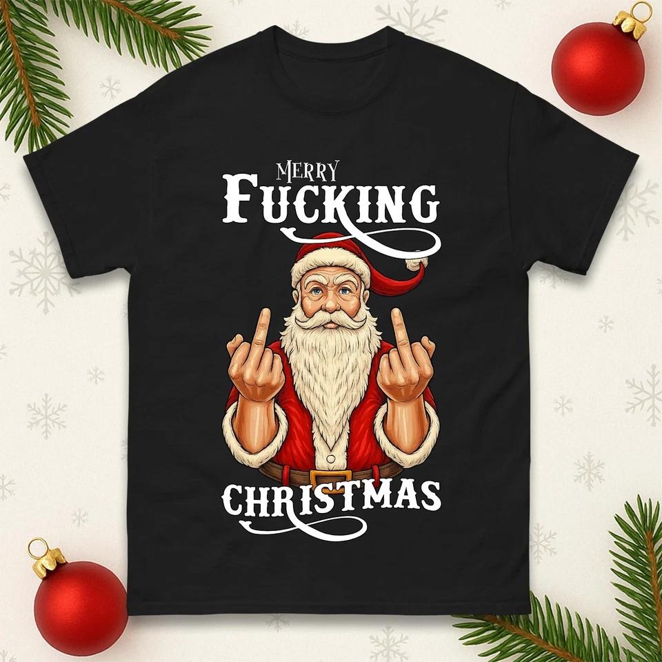 Santa Christmas T-Shirt Merry Xmas Funny Rude Holiday 3XL