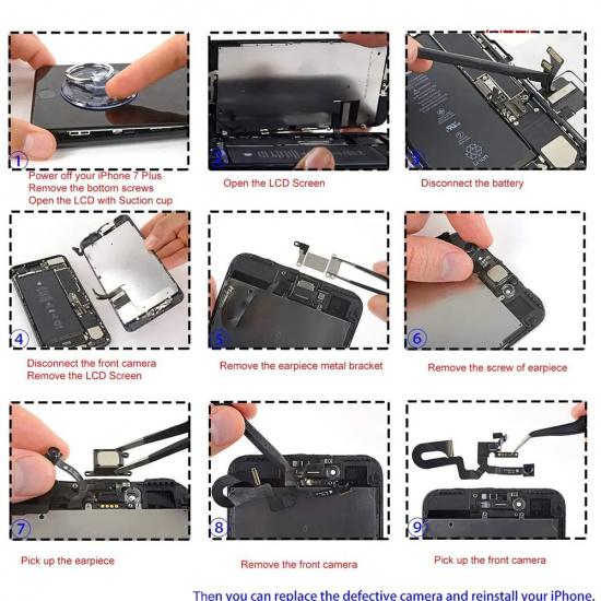 Sostituzione Fotocamera Frontale Per iPhone 7 8 Plus Fotocamera Facciale Cavo Flessibile Con Sensore di Luce MIC