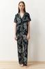 Women's Fashion Anthracite Animal Patterned Viscose Woven Pajama Set