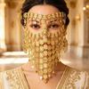 Theme Party Face Curtain Headpiece with Coin Detail, Dance Costume Headwear for Stage Styling, Photo Looks, and Costume Outfits Use