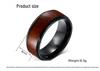 Elegant European & American 8MM Stainless Steel Pinky Ring with Black Wood Grain