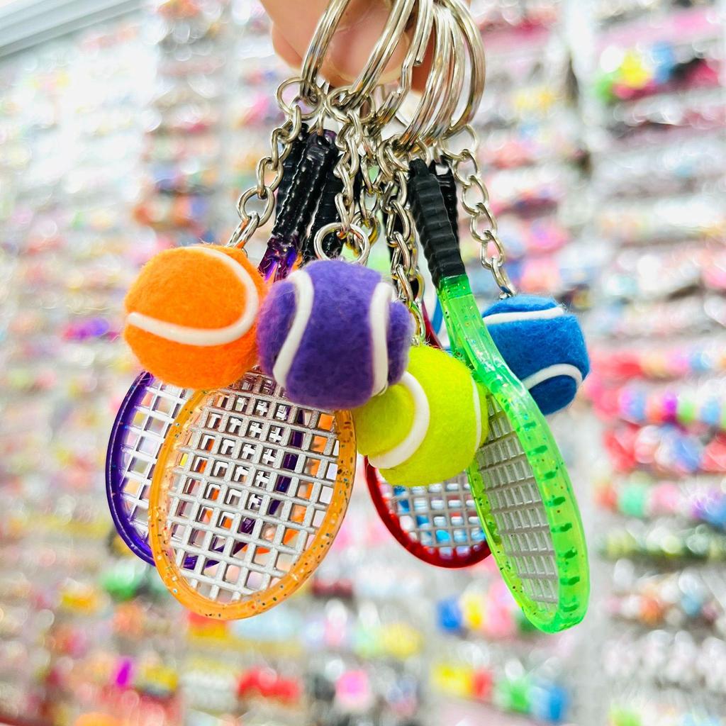 Cross-Border Tennis Racket Keychain Pendant - Mini Tennis Racket Keyring Gifts