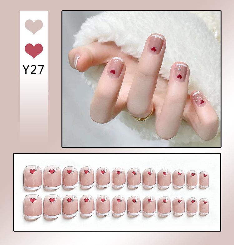24-Piece French Style Detachable Nail Art Set with Stickers
