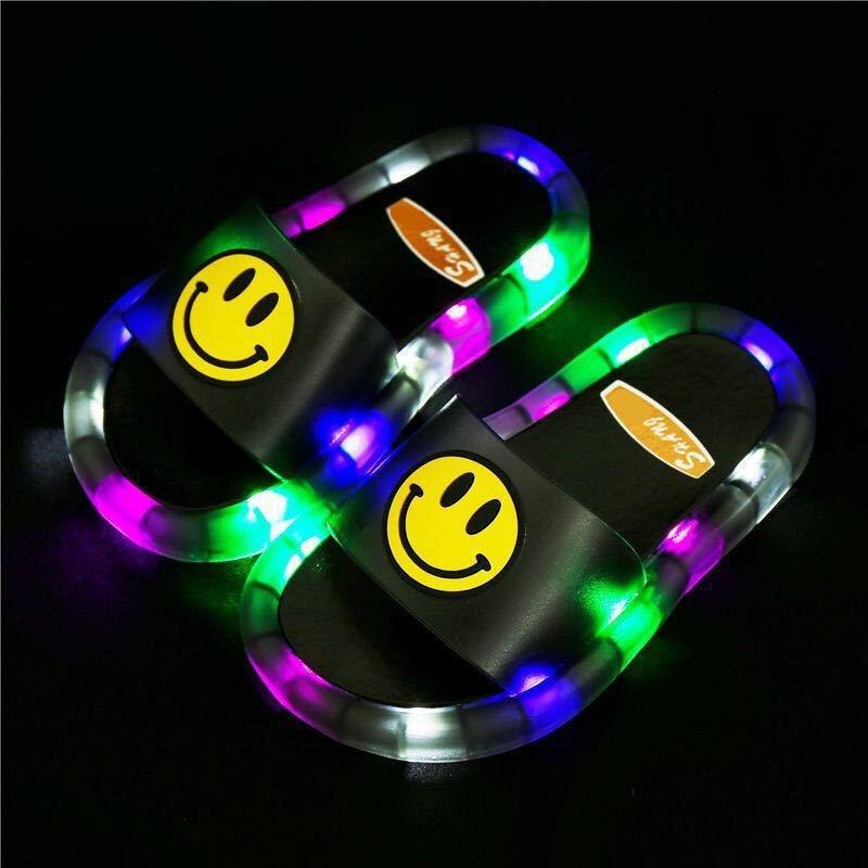 Glowing children's slippers fashion crystal shoes shining lights lights men, women and children will shine cool slippers