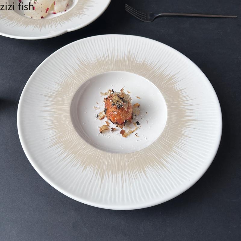 Ceramic Straw Hat Plate Dining Plates Western Style Dishes Pasta Dish Fruit Plate Salad Bowl Deep Soup Plates Snack Bowl Tray