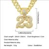 Men's Hip Hop Diamond-Studded '23' Pendant Necklace with Cuban Chain