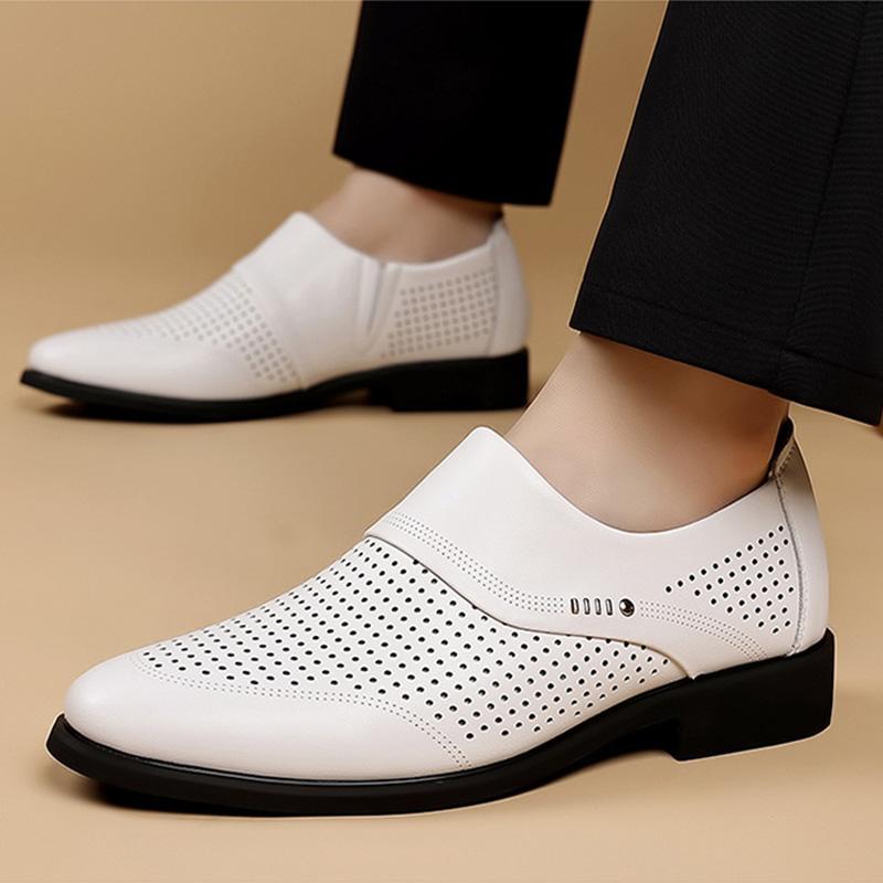 

Spring Summer Shoes Men Brogues Black White Dress Business Shoes Brand Male Footwear Soft Breathable 44 білий