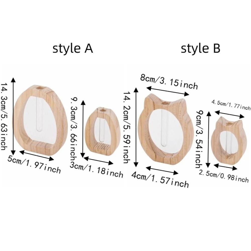 Wooden Glass Cylinder Tube Vase Creative Green Plant Rearing Vase Indoor Plant Display