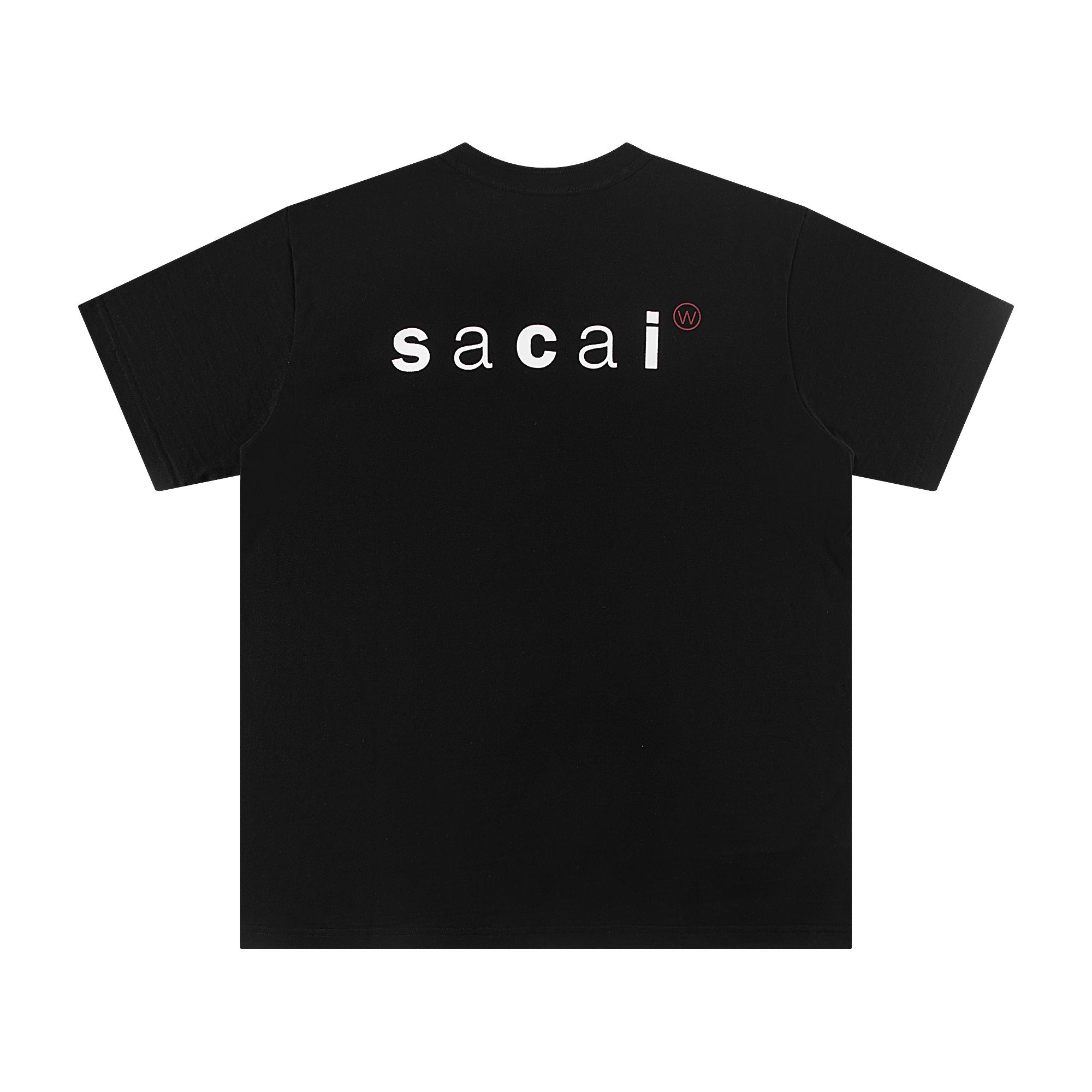 

Хлопковая футболка с принтом коллаборации WTAPS SACAI 2025 с надписями на спине, мужская и женская, с коротким рукавом 4XL