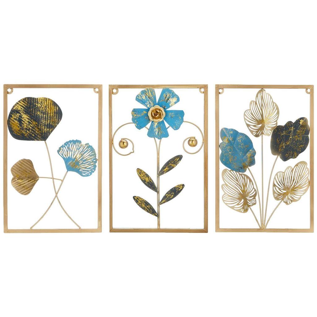 Leaves Metal Wall Decor | Elegant Nature-Inspired Iron Wall Hanging  | Wall Hanging | Wall Décor | Easy Installation | 37 x 25 cm Each | Set of 3