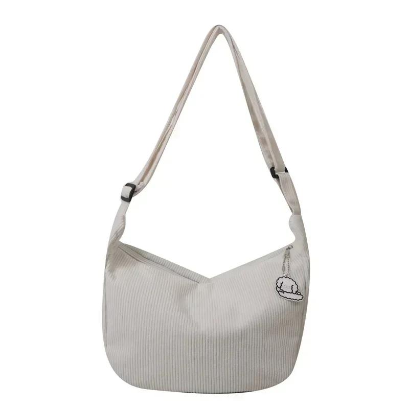 Cord-Crossbody-Taschen für Damen, Große Umhängetasche, Geldbörse und Handtaschen, Einfarbige Damen-Umhängetasche