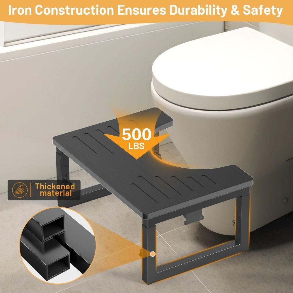 Removable Toilet Stool Non-slip Iron Wood Combination Foot Stool Anti Constipation Anti Curling Leg Poop Stool Home