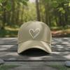 Nana Heart Print Baseball Cap - Simple Cream Polyester Adjustable Casual Outdoor Sports Hat For Women Gift