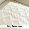 Decorative Artificial Wool Pillow Case, Soft Short Plush Wool Square Pattern Cushion Cover, Modern Decorative Sofa, Fami