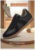Men's German Cowhide Training Shoes: 8CM Height Boost, Lightweight, Comfortable, Casual Lace-Up with Soft Rubber Sole.