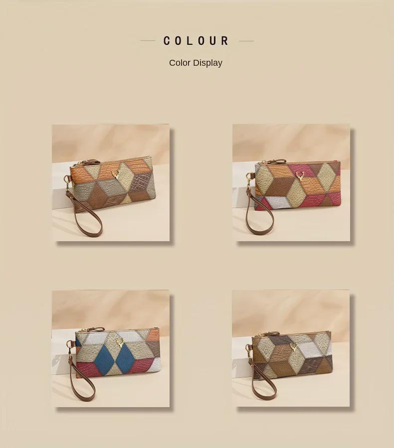 Trendige Retro Kleine Quadratische Tasche: Vielseitige Damen-Reißverschluss-Clutch mit Colorblock-Design.