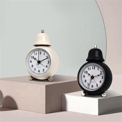 3,5 Zoll Retro Metall Einzelglocke Kleiner Wecker Nachttisch Leuchtende Schreibtischuhr