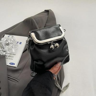 Mini PU-Ledertasche für Damen Riemen Lippenstifttasche Kopfhörertasche Unifarben Umhängetaschen Trendig Neu